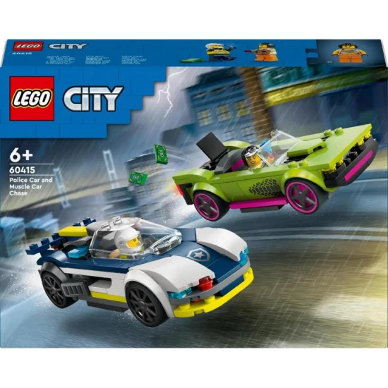 LEGO City 60415 – Honička policejního auta a sporťáku s minifigurkami policisty a kriminálnice