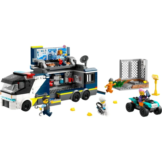 Vstupte do světa vyšetřování s LEGO® City Mobilní kriminalistickou laboratoří! Náklaďák ukrývá dvoupatrovou laboratoř s pracovišti, vězením a minifigurkami policistů, vědce a zločinců pro napínavá dobrodružství!