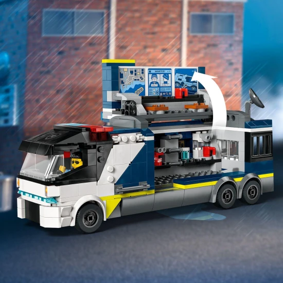 Vstupte do světa vyšetřování s LEGO® City Mobilní kriminalistickou laboratoří! Náklaďák ukrývá dvoupatrovou laboratoř s pracovišti, vězením a minifigurkami policistů, vědce a zločinců pro napínavá dobrodružství!