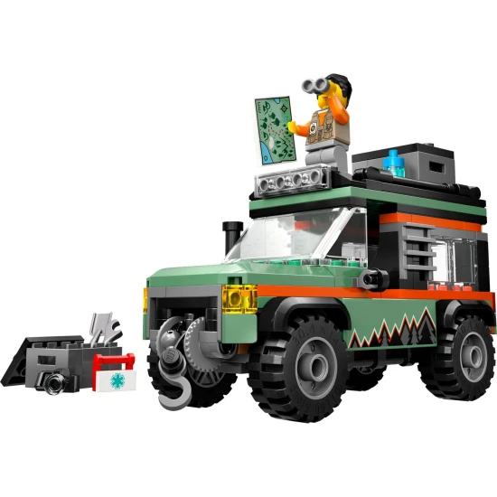 LEGO CITY Terénní horské nákladní automobil 4x4 s funkčním navijákem a vybavením na dobrodružství.