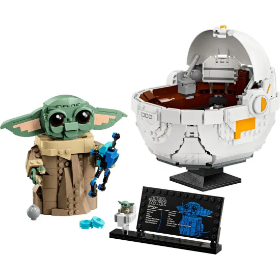 LEGO Grogu™ ve vznášejícím se kočárku – detailní stavebnice s pohyblivými částmi pro fanoušky Star Wars.