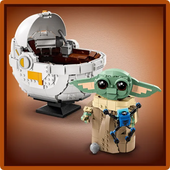 LEGO Grogu™ ve vznášejícím se kočárku – detailní stavebnice s pohyblivými částmi pro fanoušky Star Wars.