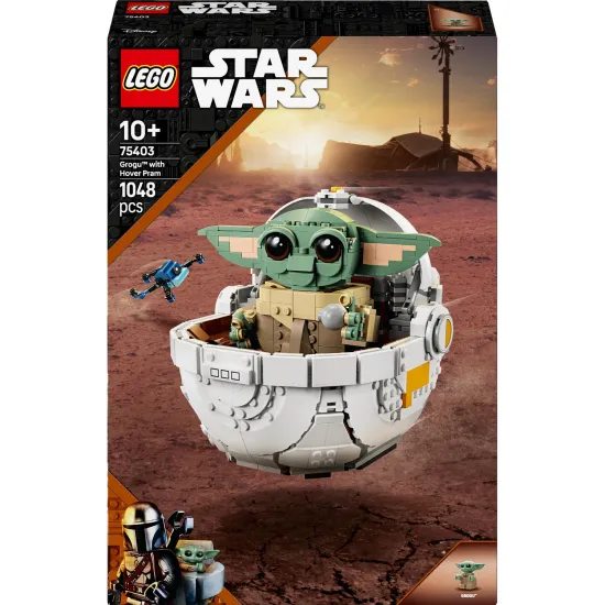 LEGO Grogu™ ve vznášejícím se kočárku – detailní stavebnice s pohyblivými částmi pro fanoušky Star Wars.