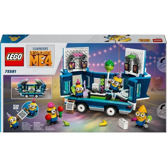 LEGO Já, padouch 4 75581 Mimoni a hudební párty autobus LEGO Já, padouch 4 75581 Mimoni a jejich hudební párty autobus – kreativní stavebnice s otevíracím autobusem, párty vybavením a 4 figurkami Mimoňů včetně Mega Mimoňa Gusa.