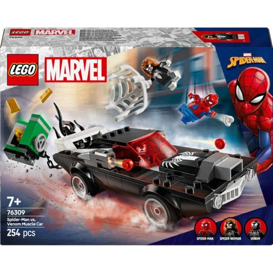LEGO Spider-Man vs. Venom 76309 – Výkonný sporťák s minifigurkami Spider-Mana, Venoma a Spider-Woman