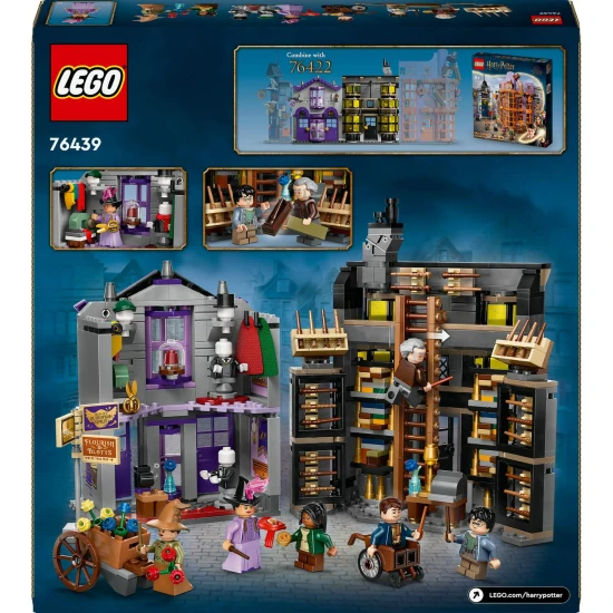 LEGO Harry Potter Ollivanderův obchod a Obchod madame Malkinové LEGO Harry Potter Šikmá ulička, Ollivanderův obchod LEGO, Madame Malkinová LEGO, Harry Potter LEGO minifigurky, LEGO kouzla a kouzla, nákupní Šikmá ulička LEGO
