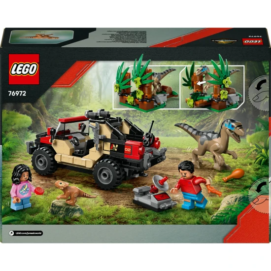 LEGO Jurassic World 76972 Unik pred raptorem v terenni aute s velociraptorem a minifigurkami