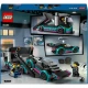 Závodní auto s funkční nakládací rampou děti ohromí. LEGO City Kamión se závodním autem.