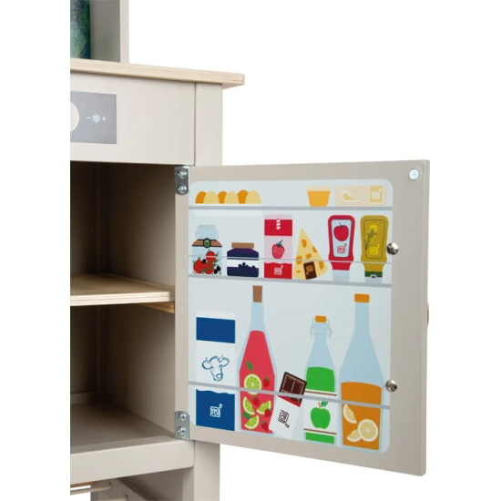 Detska drevena kuchynka Tasty seda se svetlem, zvukem a kovovymi doplnky