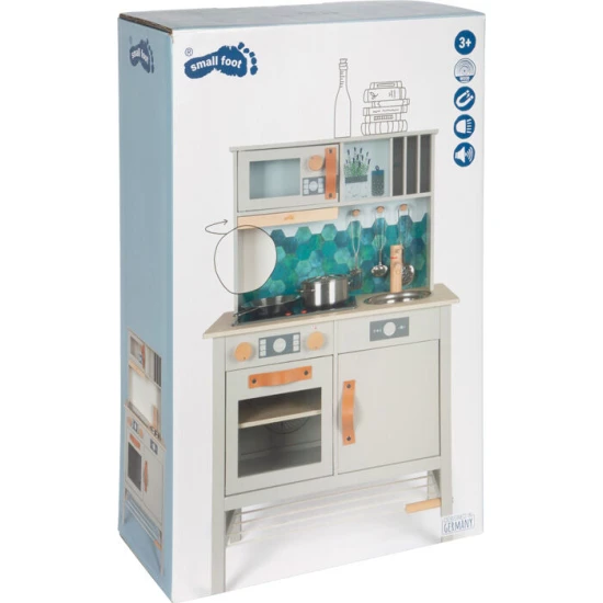 Detska drevena kuchynka Tasty seda se svetlem, zvukem a kovovymi doplnky