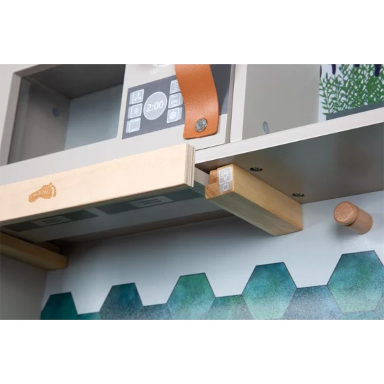 Detska drevena kuchynka Tasty seda se svetlem, zvukem a kovovymi doplnky