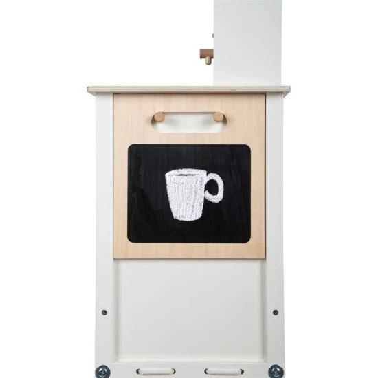 Detska drevena kuchynka Tasty bila se svetlem, zvukem a kovovymi doplnky