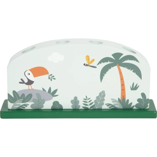 Drevena vystrelovaci vkladacka Safari se zirafou, levem, zebrou a leopardem – motoricka hracka pro deti