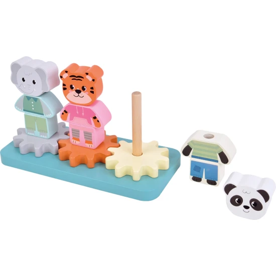 Nasazovani Dzungle zviratka – slon, tygr, panda, drevena edukacni hra pro deti
