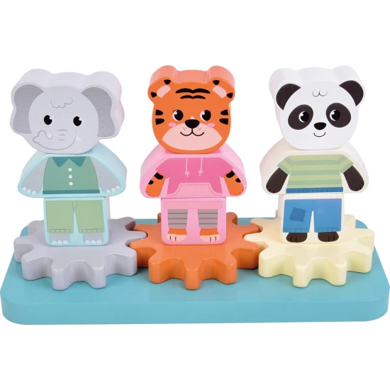 Nasazovani Dzungle zviratka – slon, tygr, panda, drevena edukacni hra pro deti