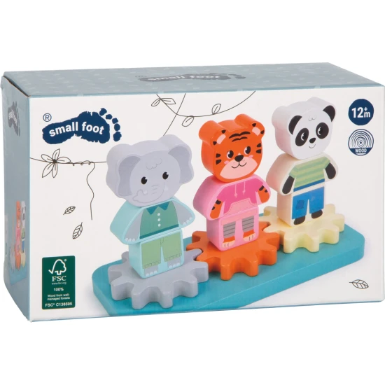 Nasazovani Dzungle zviratka – slon, tygr, panda, drevena edukacni hra pro deti