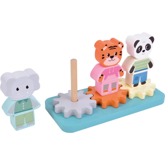 Nasazovani Dzungle zviratka – slon, tygr, panda, drevena edukacni hra pro deti