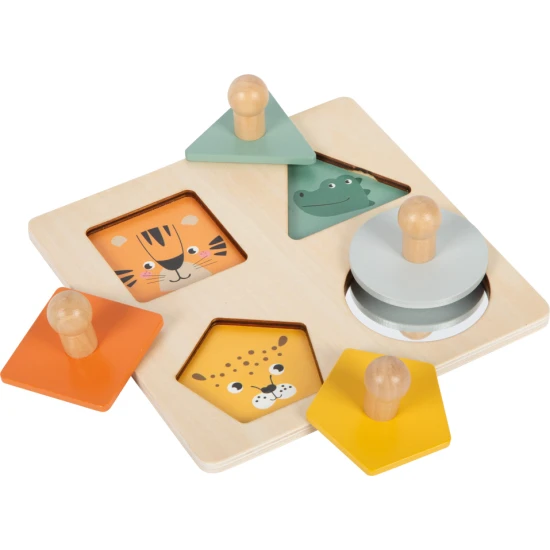 Vkladaci puzzle Safari – tiger, krokodyl, leopard a zrcátko, drevena edukacni hra pro deti