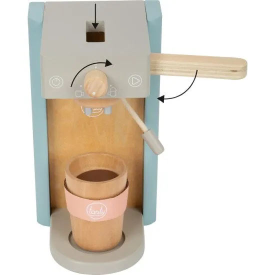 Dřevěný kávovar Tasty s příslušenstvím pro malé baristy.