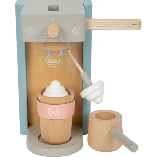 Dřevěný kávovar Tasty s příslušenstvím pro malé baristy.