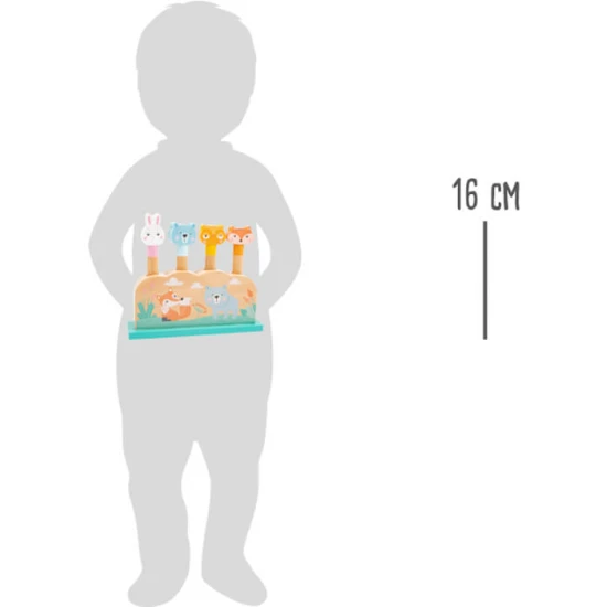 Dřevěná vystřelovací vkládačka Zvířátka – barevná hračka pro rozvoj motoriky.