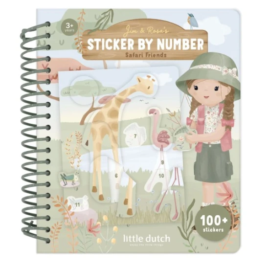 Little Dutch Knížka s číslovanými samolepkami Rosa Safari Friends 126908LD