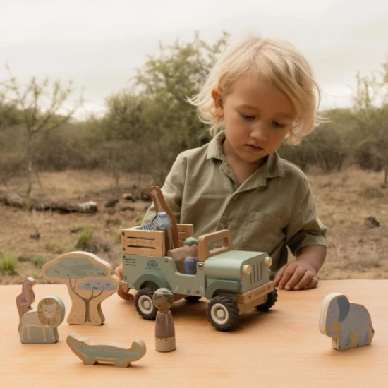 Little Dutch Auto se zvířátky dřevěné Safari Friends