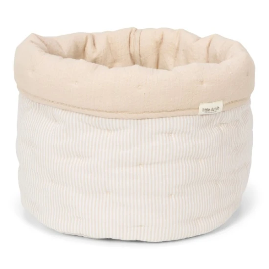 Little Dutch Košík textilní oboustranný velký Pure Soft Beige Stripe
