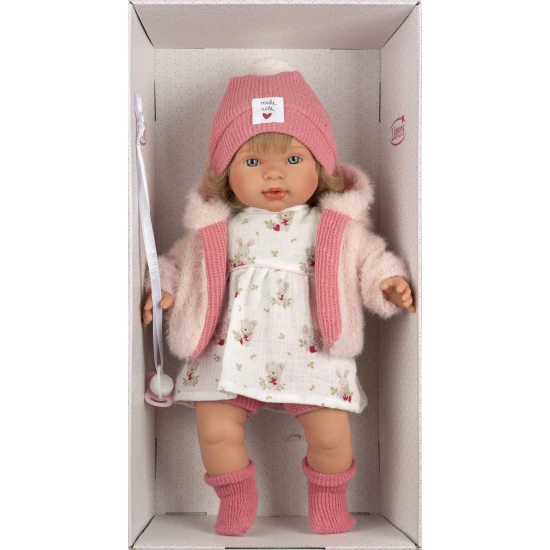Llorens Bábika se zvuky a měkkým tělem Carla v květovaných šatech 42 cm Llorens Bábika se zvuky a měkkým tělem Carla v květovaných šatech 42 cm