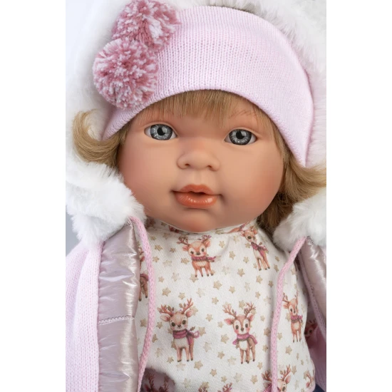 Llorens Bábika se zvuky a měkkým tělem Carla v riflové sukni 42 cm Llorens Bábika se zvuky a měkkým tělem Carla v riflové sukni 42 cm