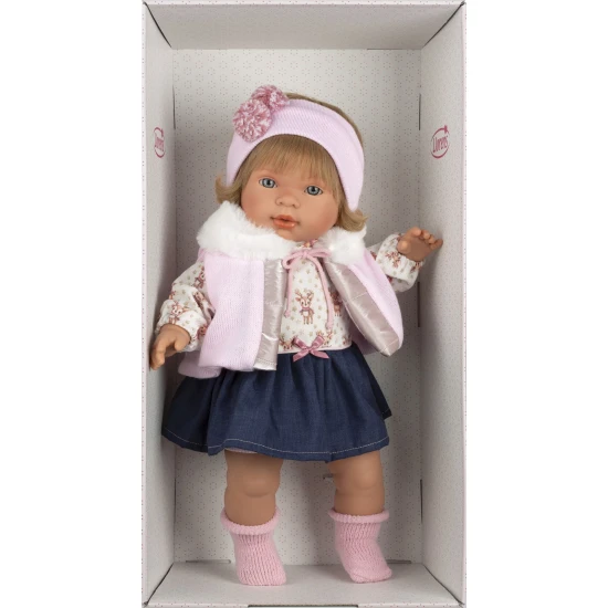 Llorens Bábika se zvuky a měkkým tělem Carla v riflové sukni 42 cm Llorens Bábika se zvuky a měkkým tělem Carla v riflové sukni 42 cm