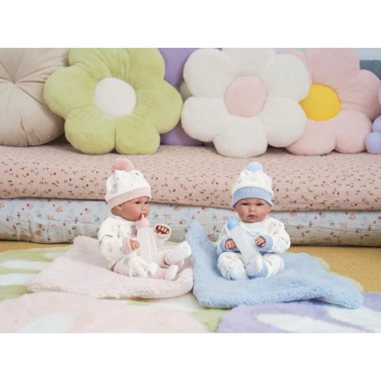 Llorens Bábátko s celovinylovým tělem holčička s růžovou dečkou 35 cm
