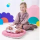 Llorens Bábátko s celovinylovým tělem holčička s pruhovanou čepičkou s bambulkou 35 cm