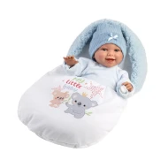Llorens Bábátko se zvuky a měkkým tělem v modrém spacím pytli Koala 38 cm
