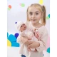 Llorens Bábátko se zvuky a měkkým tělem v růžovém overalu s kostkovanou dečkou 38 cm