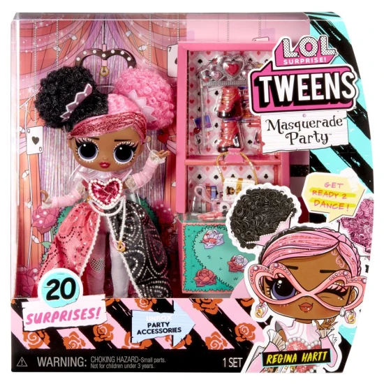 L.O.L. Surprise Tweens panenka Regina Hartt v kostýmu na maškarní ples, výška 16,5 cm, s více než 15 překvapeními