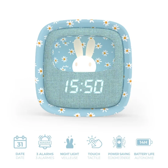 Budík a noční světlo MOB Billy Clock Blue Flower