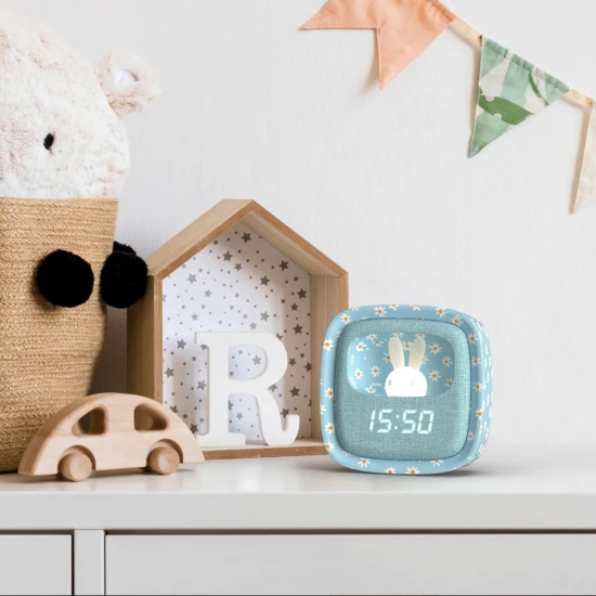Budík a noční světlo MOB Billy Clock Blue Flower