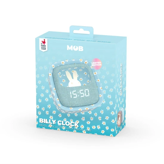 Budík a noční světlo MOB Billy Clock Blue Flower