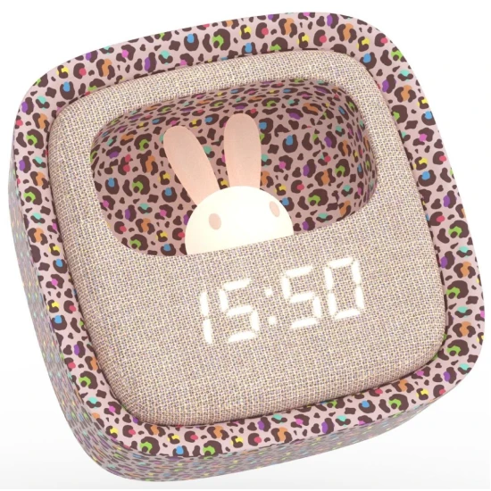 Budík a noční světlo MOB Billy Clock Rainbow Leopard