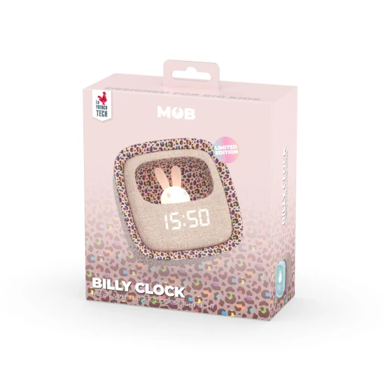 Budík a noční světlo MOB Billy Clock Rainbow Leopard