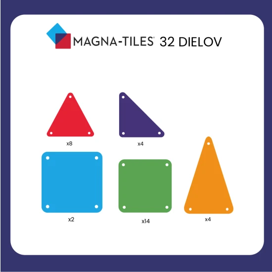 Originální 32 dílná magnetická stavebnice MAGNA-TILES.