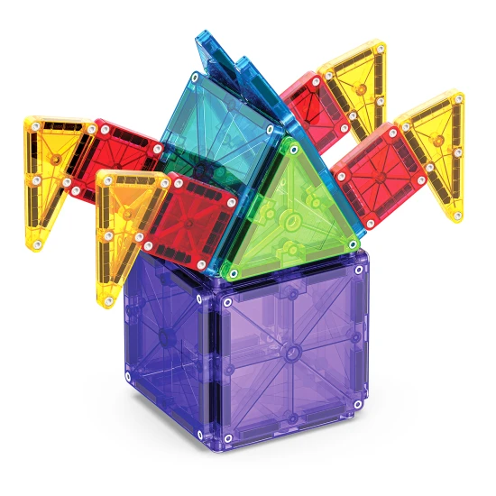 Stavebnice MAGNA-TILES kombinuje velké a malé dílky.