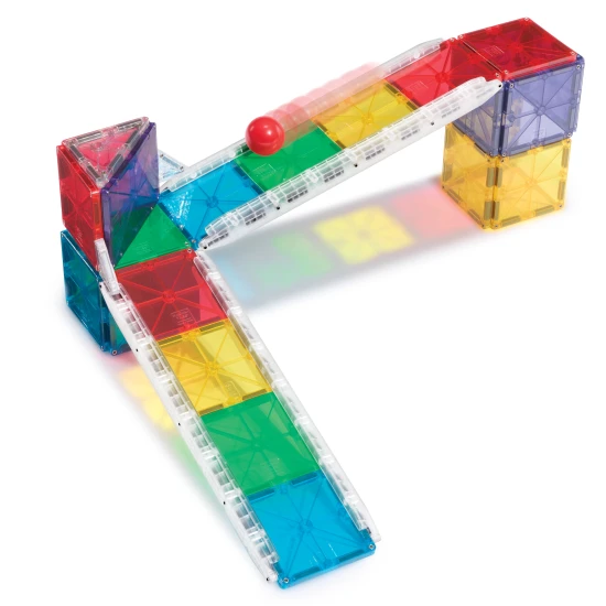 Magnetická stavebnice MAGNA-TILES Rail Racers – 33dílná kuličková dráha s kolejnicemi pro děti