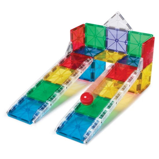 Magnetická stavebnice MAGNA-TILES Rail Racers – 33dílná kuličková dráha s kolejnicemi pro děti