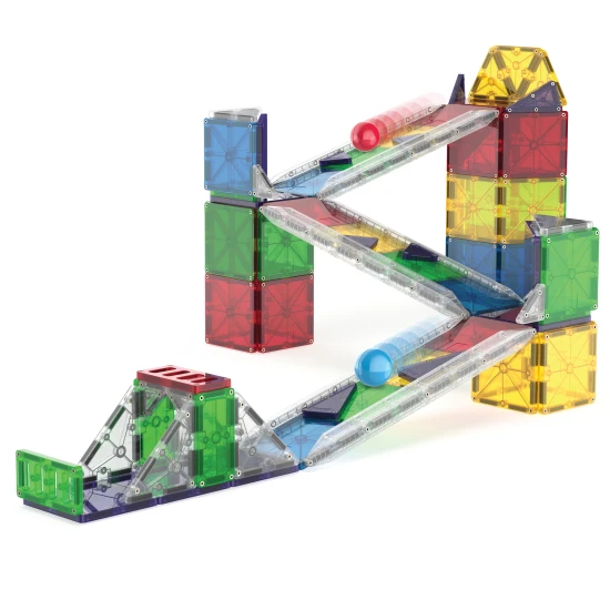 Magnetická stavebnice MAGNA-TILES Rail Racers Deluxe – dětská závodní dráha s kuličkami, kolejnicemi a rampami