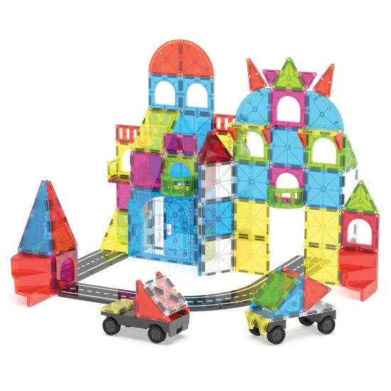 Magnetická stavebnice MAGNA-TILES City Center – 110 dílů s cestami, schody, auty a městskými prvky