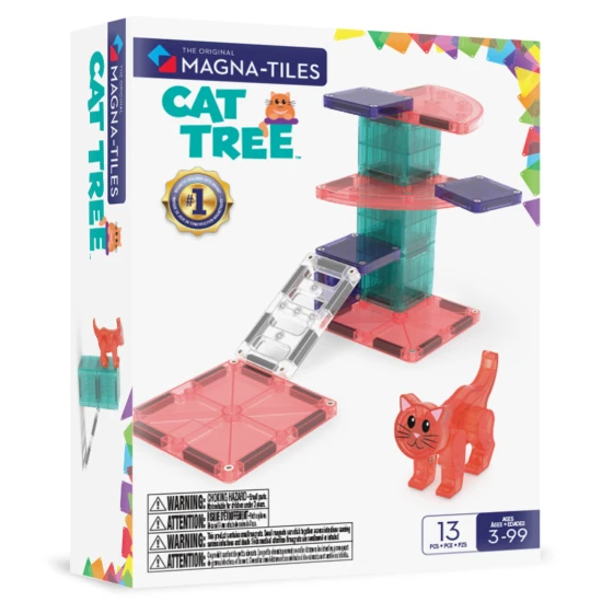 Magnetická stavebnice MAGNA-TILES Cat Tree – kočičí strom s figurkou, microMAGS dílky a dekoracemi