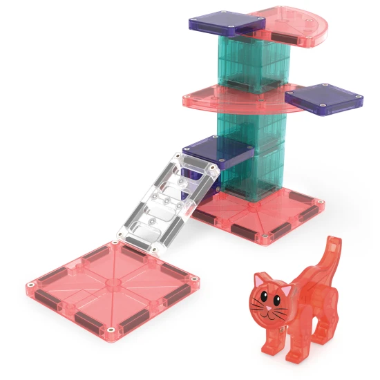 Magnetická stavebnice MAGNA-TILES Cat Tree – kočičí strom s figurkou, microMAGS dílky a dekoracemi