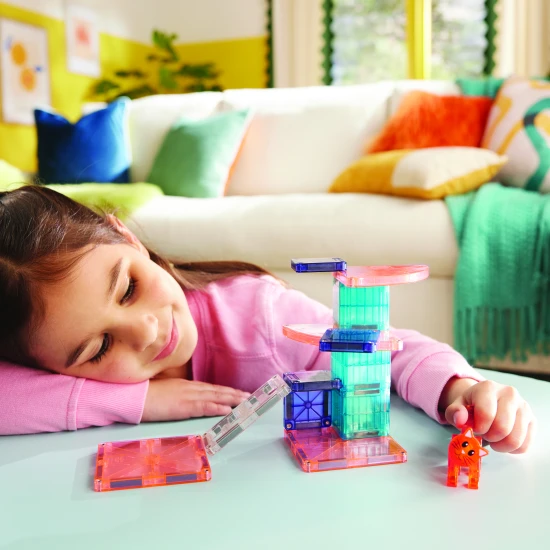 Magnetická stavebnice MAGNA-TILES Cat Tree – kočičí strom s figurkou, microMAGS dílky a dekoracemi